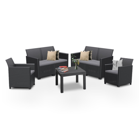 Produse temporar indisponibile - Curver Set de mobilier de grădină Claire III cu 6 locuri și masă Orlando, grafit