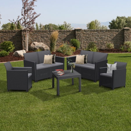 Curver Set de mobilier de grădină Claire III cu 6 locuri și masă Orlando, grafit [1]