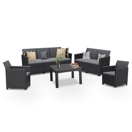 Produse temporar indisponibile - Curver Set de mobilier de grădină Claire III cu 7 locuri și masă Orlando, grafit