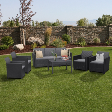 Curver Set de mobilier de grădină Claire III cu 7 locuri și masă Orlando, grafit [2]