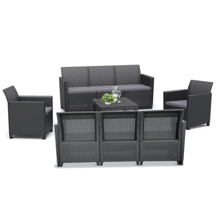 Produse temporar indisponibile - Curver Set de mobilier de grădină Claire III cu 8 locuri și masă Orlando, grafit