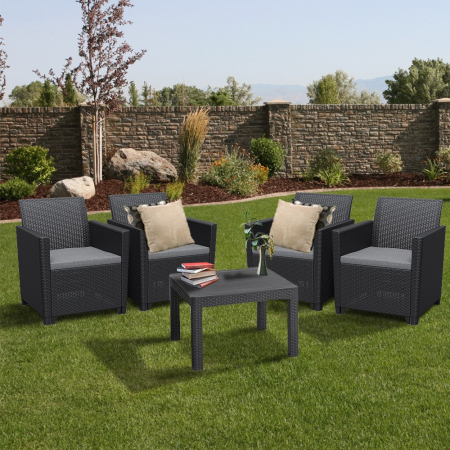 Curver Set de mobilier de grădină Claire III duo cu 4 locuri și masă Orlando, grafit [2]