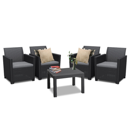 Curver Set de mobilier de grădină Claire III duo cu 4 locuri și masă Orlando, grafit [1]