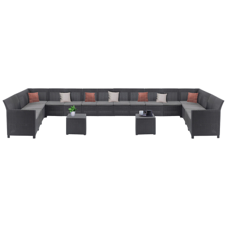 Set mobilier grădină - Curver Set de mobilier de grădină Claire IV cu 18 locuri și masă de depozitare Vigo, grafit