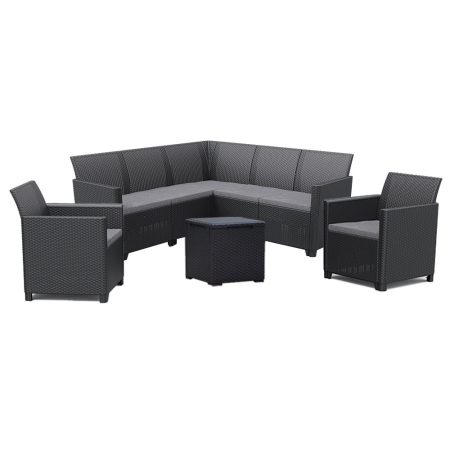 Produse temporar indisponibile - Curver Set de mobilier de grădină Claire IV cu 7 locuri și masă de depozitare Vigo