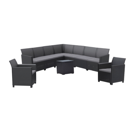 Produse temporar indisponibile - Curver Set de mobilier de grădină Claire IV cu 9 locuri și masă de depozitare Vigo