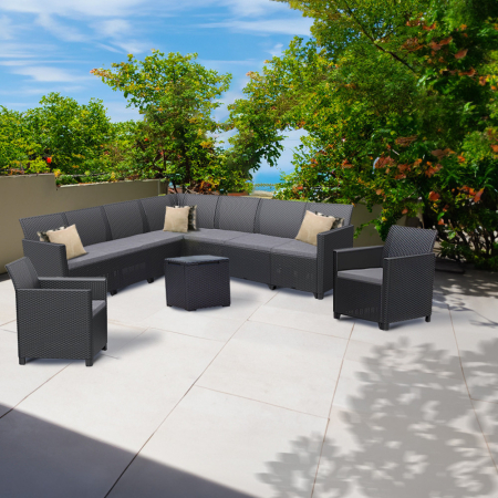 Curver Set de mobilier de grădină Claire IV cu 9 locuri și masă de depozitare Vigo [1]