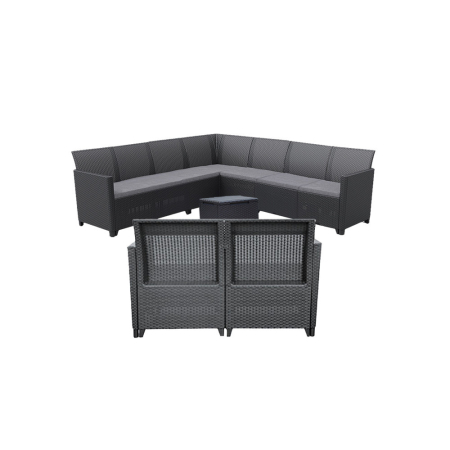 Set mobilier grădină - Curver Set de mobilier de grădină Claire V cu 9 locuri și masă Vigo cu depozitare, grafit
