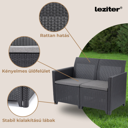 Curver Set de mobilier de grădină Claire V cu 9 locuri și masă Vigo cu depozitare, grafit [5]