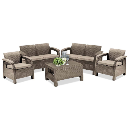Produse temporar indisponibile - Curver Set de mobilier de grădină Corfu Big în culoarea cappuccino
