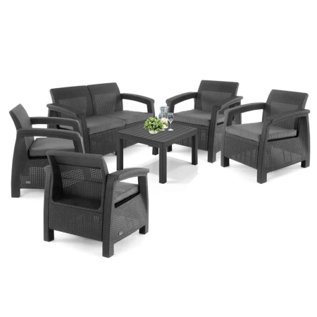 Produse temporar indisponibile - Curver Set de mobilier de grădină Corfu Big Light cu masă Chicago, grafit
