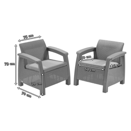 Curver Set de mobilier de grădină Corfu Fiesta duo cub grafit [3]