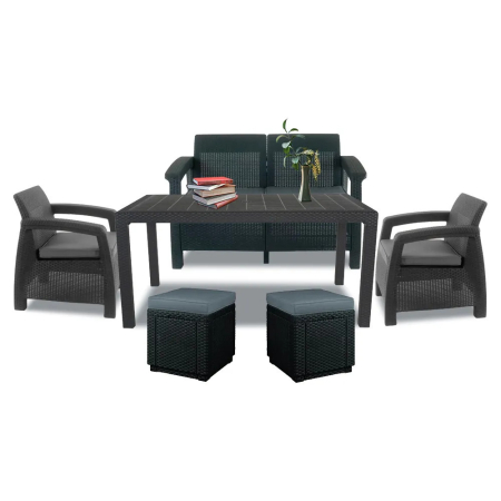 Mobilier grădină - Curver Set de mobilier de grădină Corfu Fiesta duo cub grafit