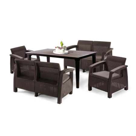 Produse temporar indisponibile - Curver Set de mobilier de grădină Corfu Fiesta III cu masă Futura maro