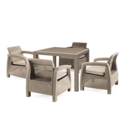 Curver Set de mobilier de grădină Corfu Fiesta Quartet 4+1 în culoarea cappuccino [1]