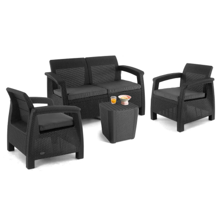 Produse temporar indisponibile - Curver Set de mobilier de grădină Corfu love duo cu masă luminaon