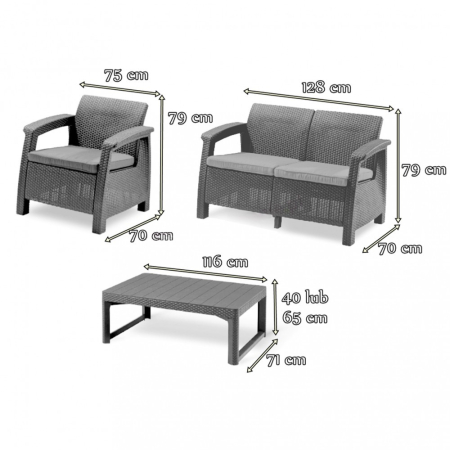 Curver Set de mobilier de grădină Corfu Lyon II 4+1 în culoarea cappuccino [7]