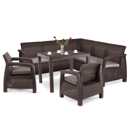 Produse temporar indisponibile - Curver Set de mobilier de grădină Corfu Relax duo cu masă de cvartet melodic maro