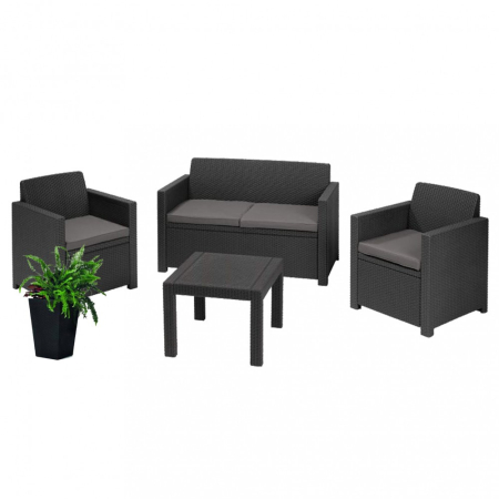 Produse temporar indisponibile - Curver Set de mobilier de grădină cu flori Alabama, culoare grafit