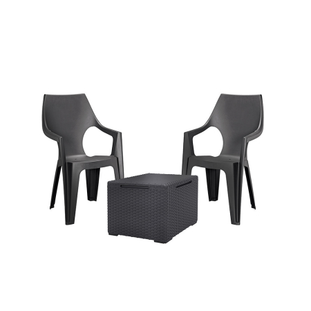 Mobilier grădină - Curver Set de mobilier de grădină Dante Balcony cu spătar înalt și masă Vigo, grafit
