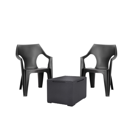 Mobilier grădină - Curver Set de mobilier de grădină Dante Balcony cu spătar jos și masă Vigo, grafit