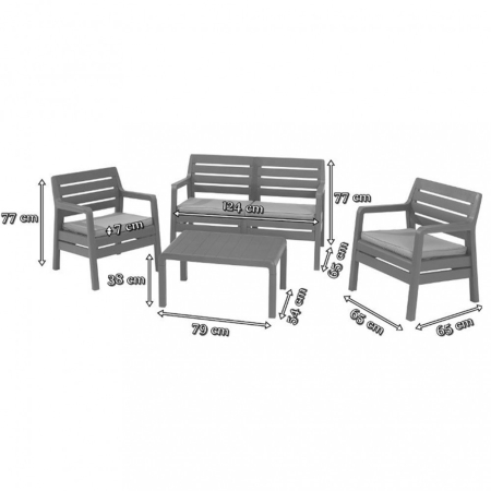 Curver Set de mobilier de grădină Delano, gri-grafit deschis cu perne [4]