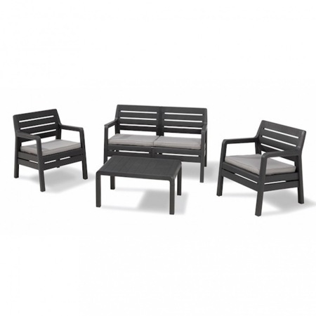Produse temporar indisponibile - Curver Set de mobilier de grădină Delano, gri-grafit deschis cu perne