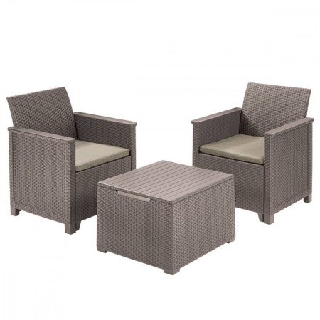 Produse temporar indisponibile - Curver Set de mobilier de grădină din ratan Emma Balcony cu masă de depozitare