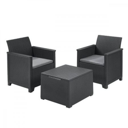 Produse temporar indisponibile - Curver Set de mobilier de grădină din ratan Emma Balcony cu masă de depozitare