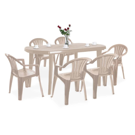 Produse temporar indisponibile - Curver Set de mobilier de grădină El Sicilia 6+1 în culoarea cappuccino