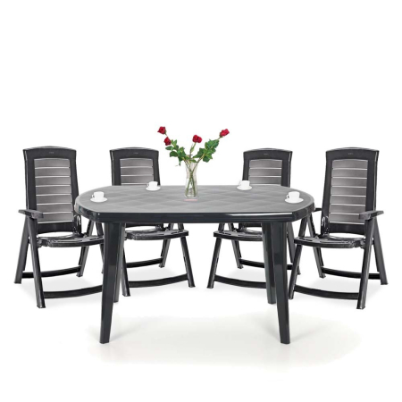 Produse temporar indisponibile - Curver Set de mobilier de grădină Elba 4+1, alb