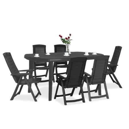 Produse temporar indisponibile - Curver Set de mobilier de grădină Elba 6+1 în culoarea grafit