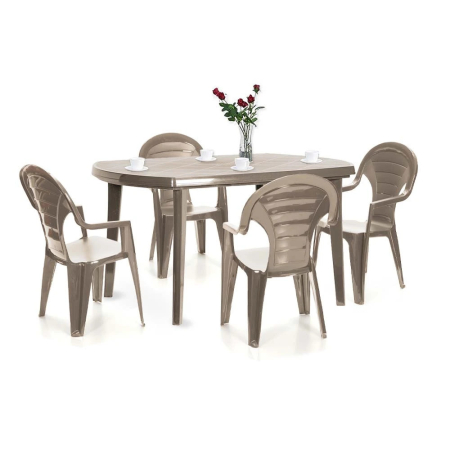 Produse temporar indisponibile - Curver Set de mobilier de grădină Elboni 4+1 în culoarea cappuccino