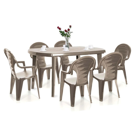 Produse temporar indisponibile - Curver Set de mobilier de grădină Elboni 6+1 în culoarea cappuccino