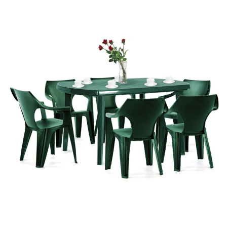 Produse temporar indisponibile - Curver Set de mobilier de grădină Elte 6+1, verde