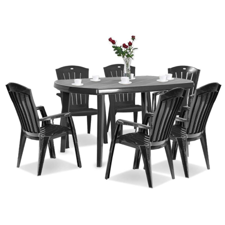 Mobilier grădină - Curver Eltorini 6+1 set de mobilier de grădină în culoarea grafit