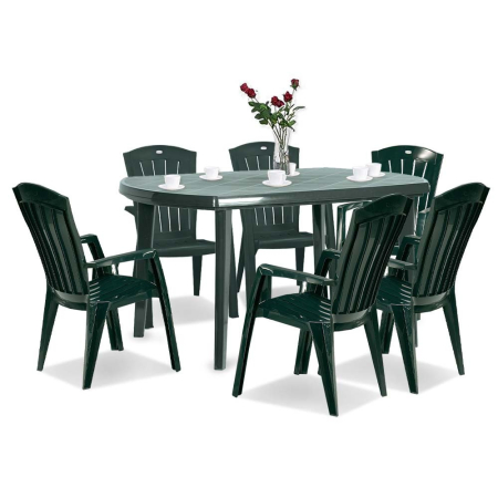 Produse temporar indisponibile - Curver Set de mobilier de grădină Eltorini 6+1 verde