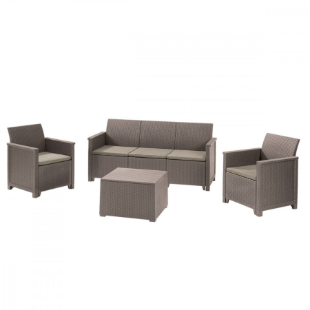 Produse temporar indisponibile - Curver Set de mobilier de grădină Emma din ratan cu canapea cu 3 locuri