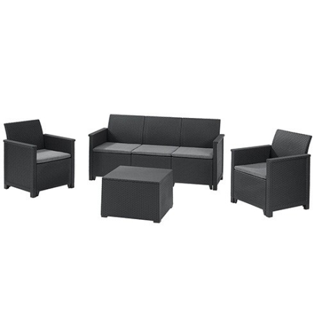 Produse temporar indisponibile - Curver Set de mobilier de grădină Emma din ratan cu canapea cu 3 locuri