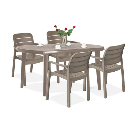 Produse temporar indisponibile - Curver Set de mobilier de grădină Esara 4+1 în culoarea cappuccino