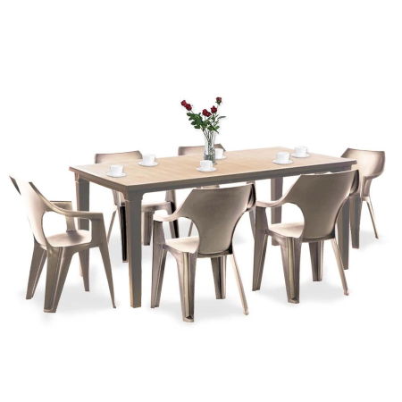 Produse temporar indisponibile - Curver Set de mobilier de grădină Fuante 6+1 în culoarea cappuccino