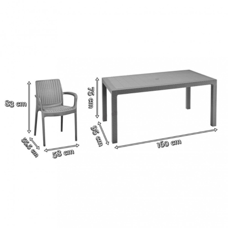 Curver Set de mobilier de grădină Fubali 6+1 în culoarea grafit [1]