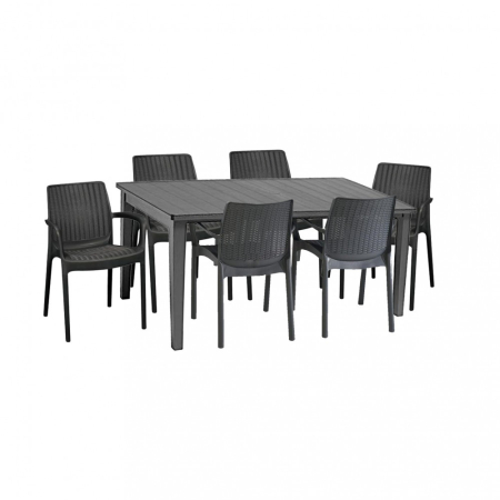 Produse temporar indisponibile - Curver Set de mobilier de grădină Fubali 6+1 în culoarea grafit