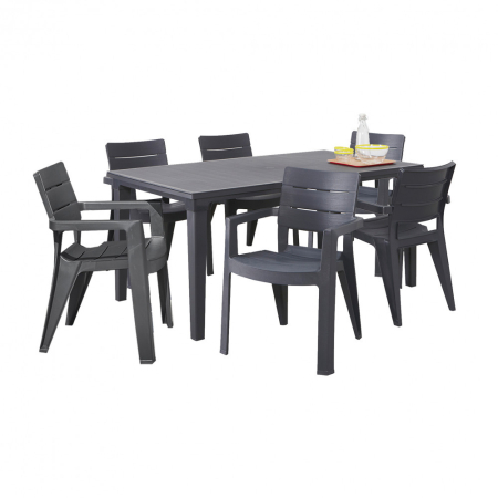 Produse temporar indisponibile - Curver Set de mobilier de grădină Fubiza 6+1 în culoarea grafit