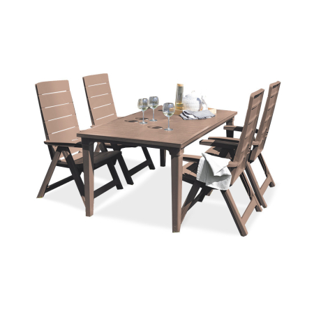 Produse temporar indisponibile - Curver Set de mobilier de grădină Fusilia 4+1 în culoarea cappuccino