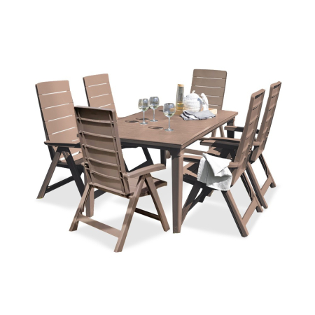 Produse temporar indisponibile - Curver Set de mobilier de grădină Fusilia 6+1 în culoarea cappuccino