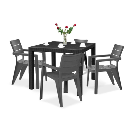 Produse temporar indisponibile - Curver Set de mobilier de grădină Ibiza Quartet 4+1 în culoarea grafit