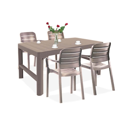 Produse temporar indisponibile - Curver Set de mobilier de grădină Liara 4+1 în culoarea cappuccino