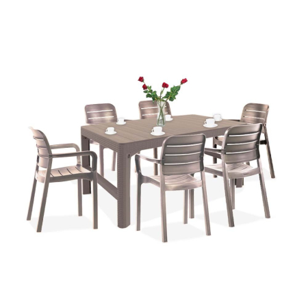 Produse temporar indisponibile - Curver Set de mobilier de grădină Liara 6+1 în culoarea cappuccino