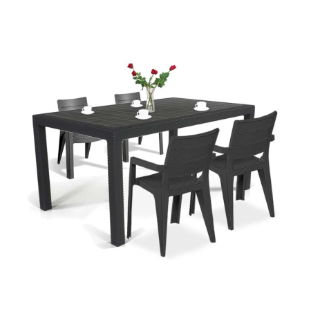 Produse temporar indisponibile - Curver Set de mobilier de grădină Mebiza 4+1 în culoarea grafit